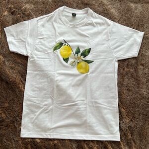 White Loose T-Shirt with Lemon Print